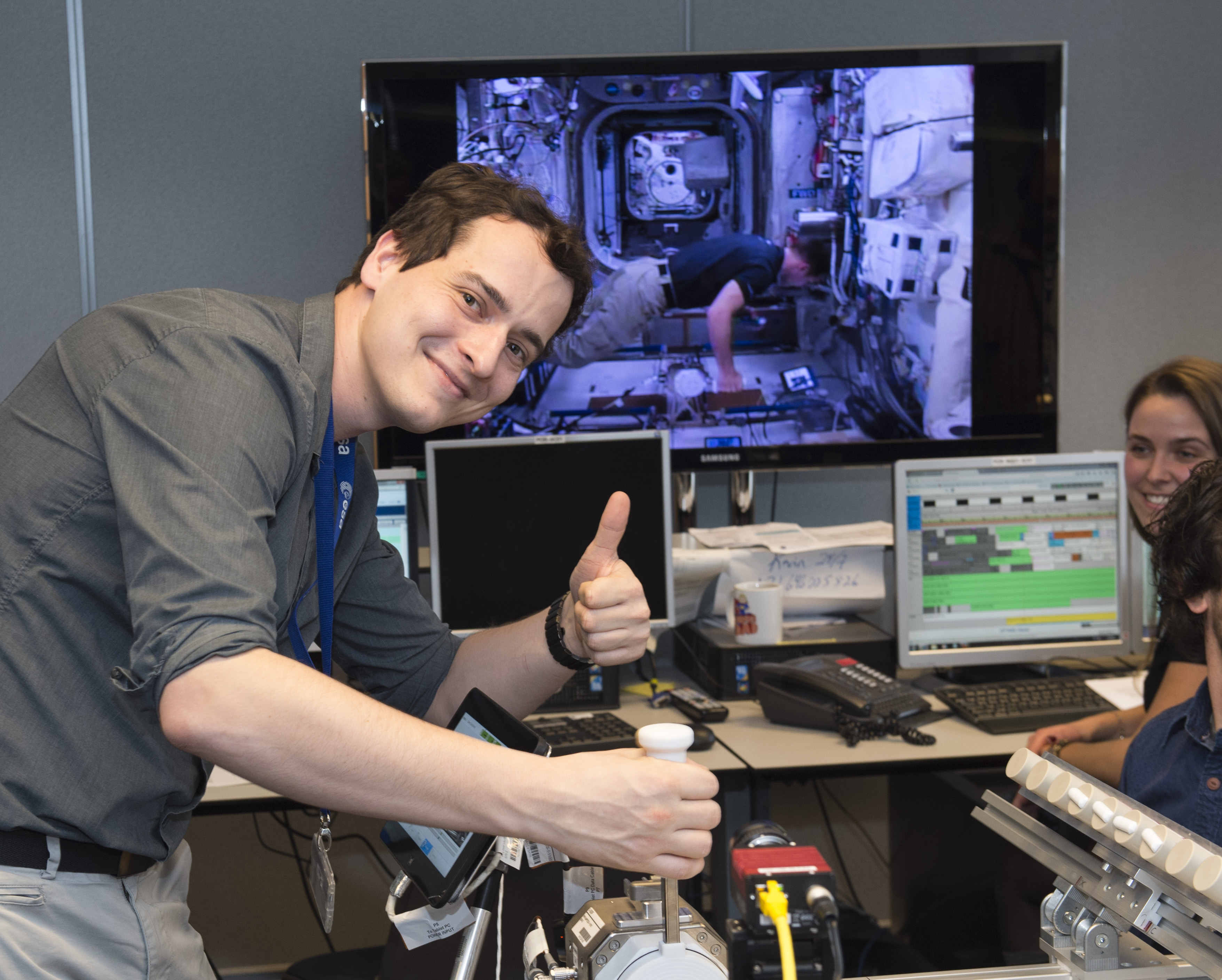 Haptics-2 team at ESA ESTEC with ISS connection